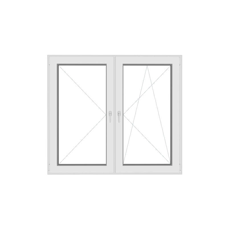 Поворотное / поворотно-откидное Двухстворчатое окно 1450 x 1450 мм